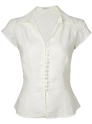 Pintuck Blouse, Ivory, Size 12