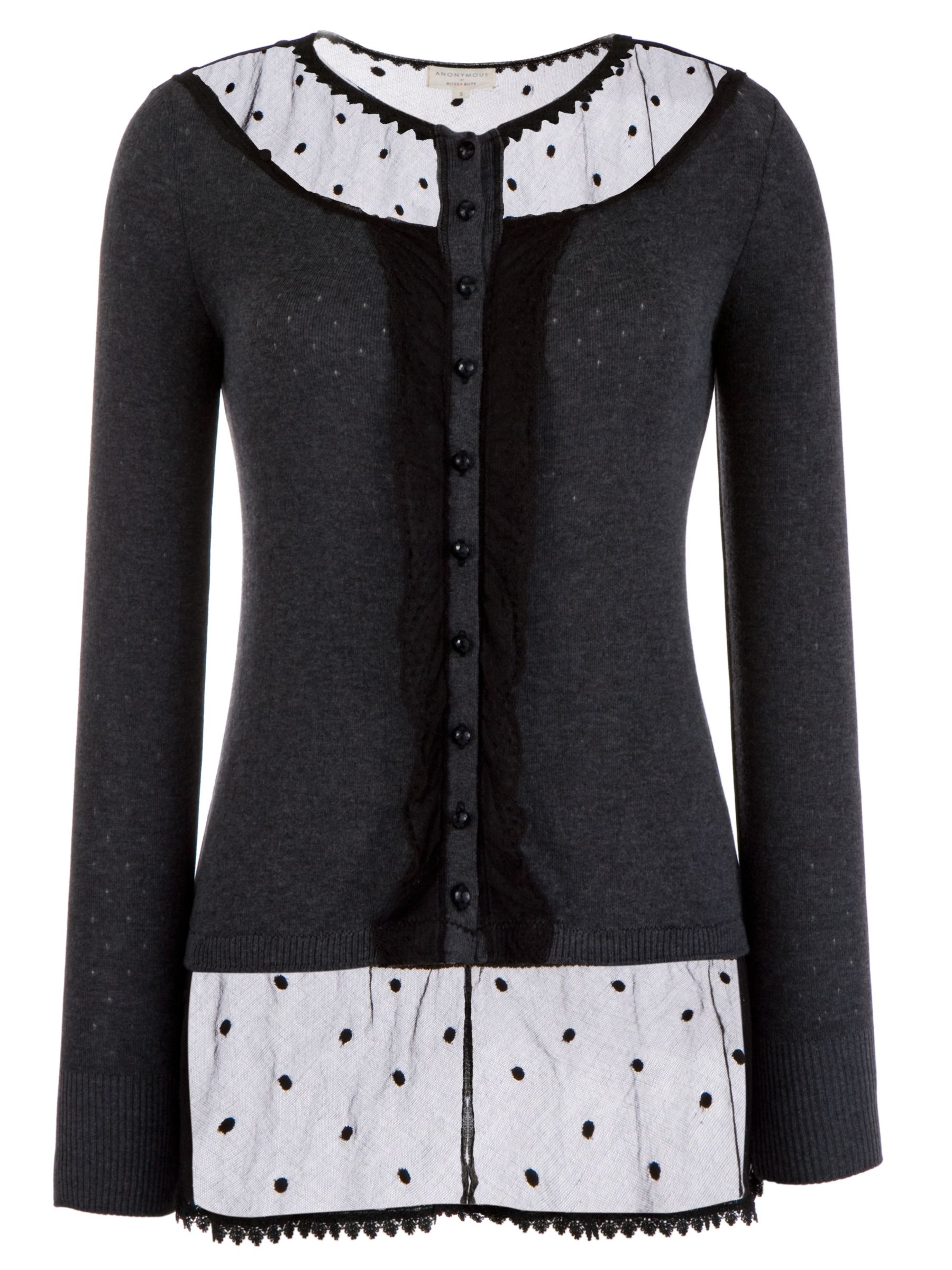 Anonymous by Ross Bute Spot Tulle Long Cardigan Charcoal S