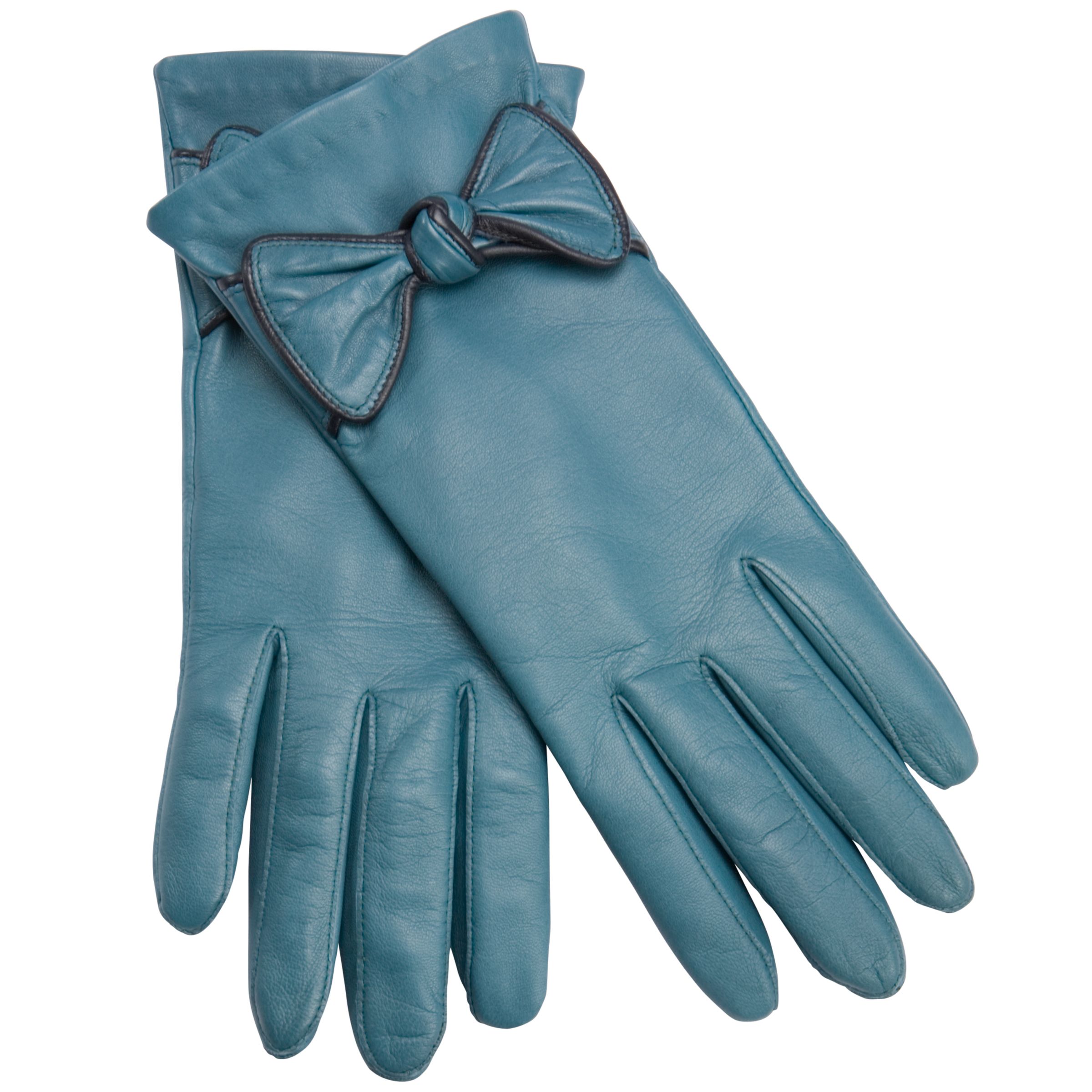 \#9 Buy John Lewis Bow Leather Gloves, Teal/Navy online at JohnLewis.com - John Lewis