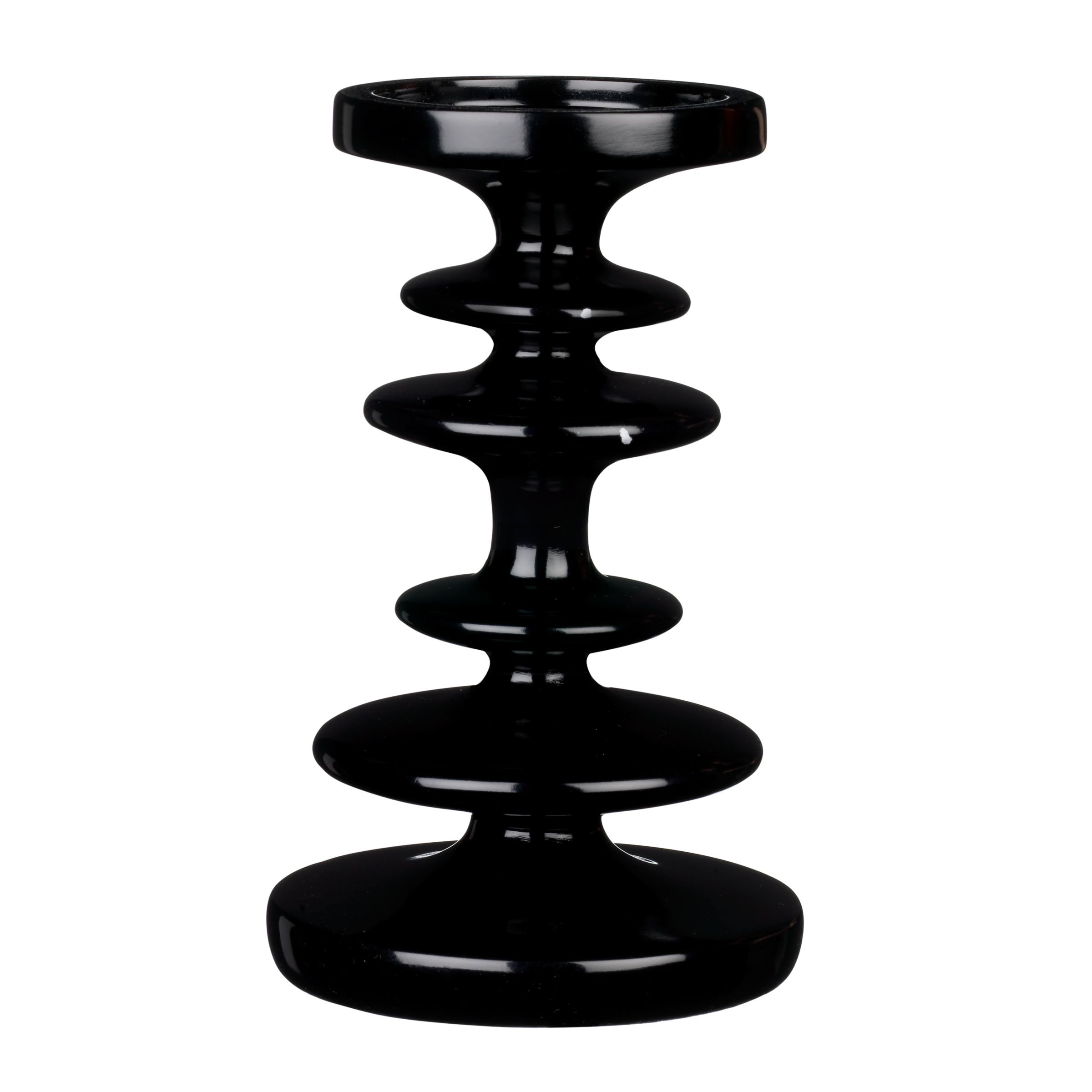 Andrew Martin Swirl Pillar Candleholders, Black