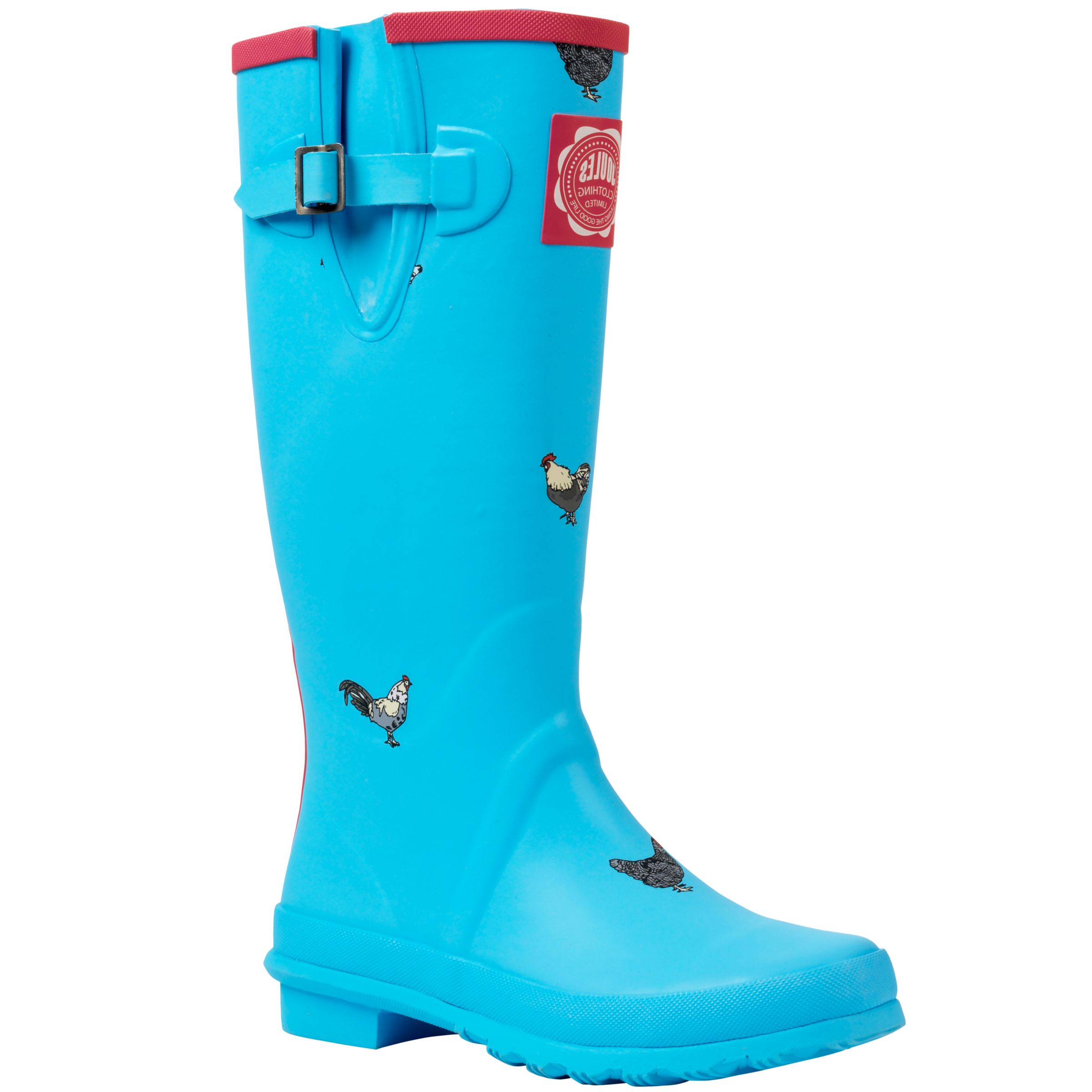 Chicken Print Wellington Boots, Aqua,