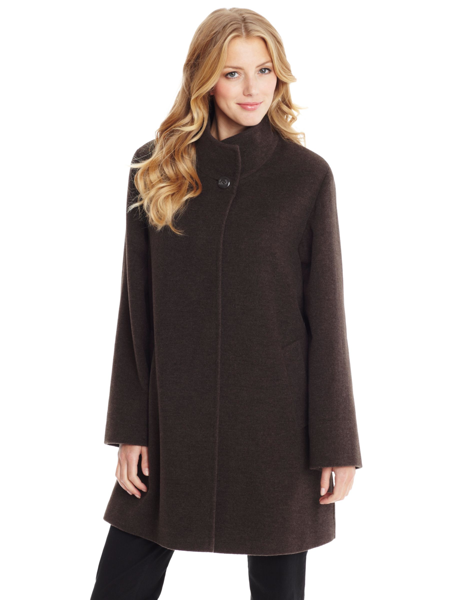 Basler Classic Funnel Neck Coat, Toast at John Lewis