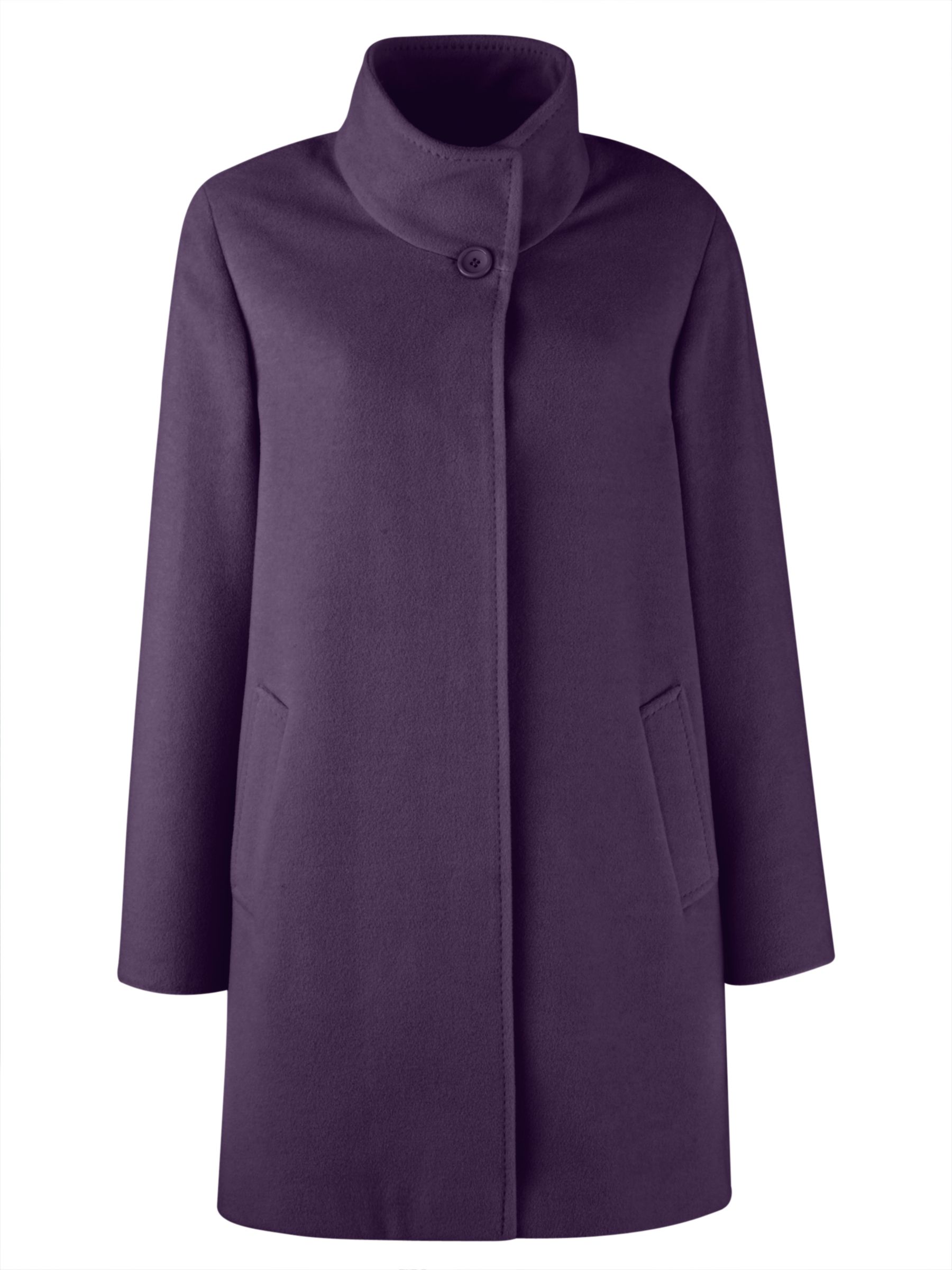 Basler Classic Funnel Neck Coat, Purple at JohnLewis