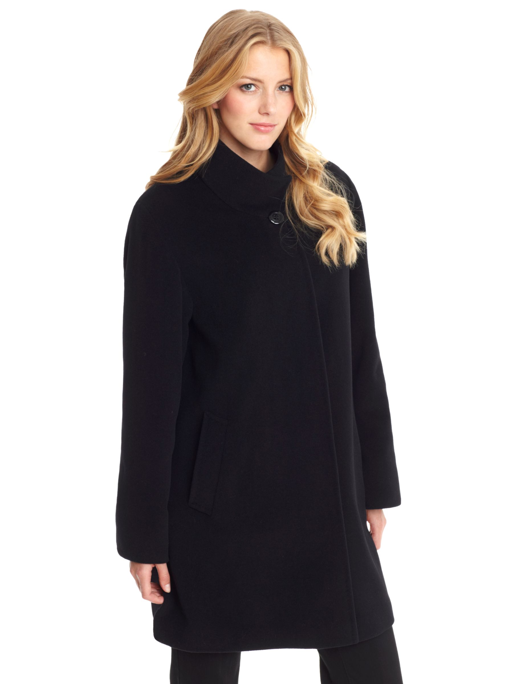 Basler Classic Funnel Neck Coat, Black at John Lewis