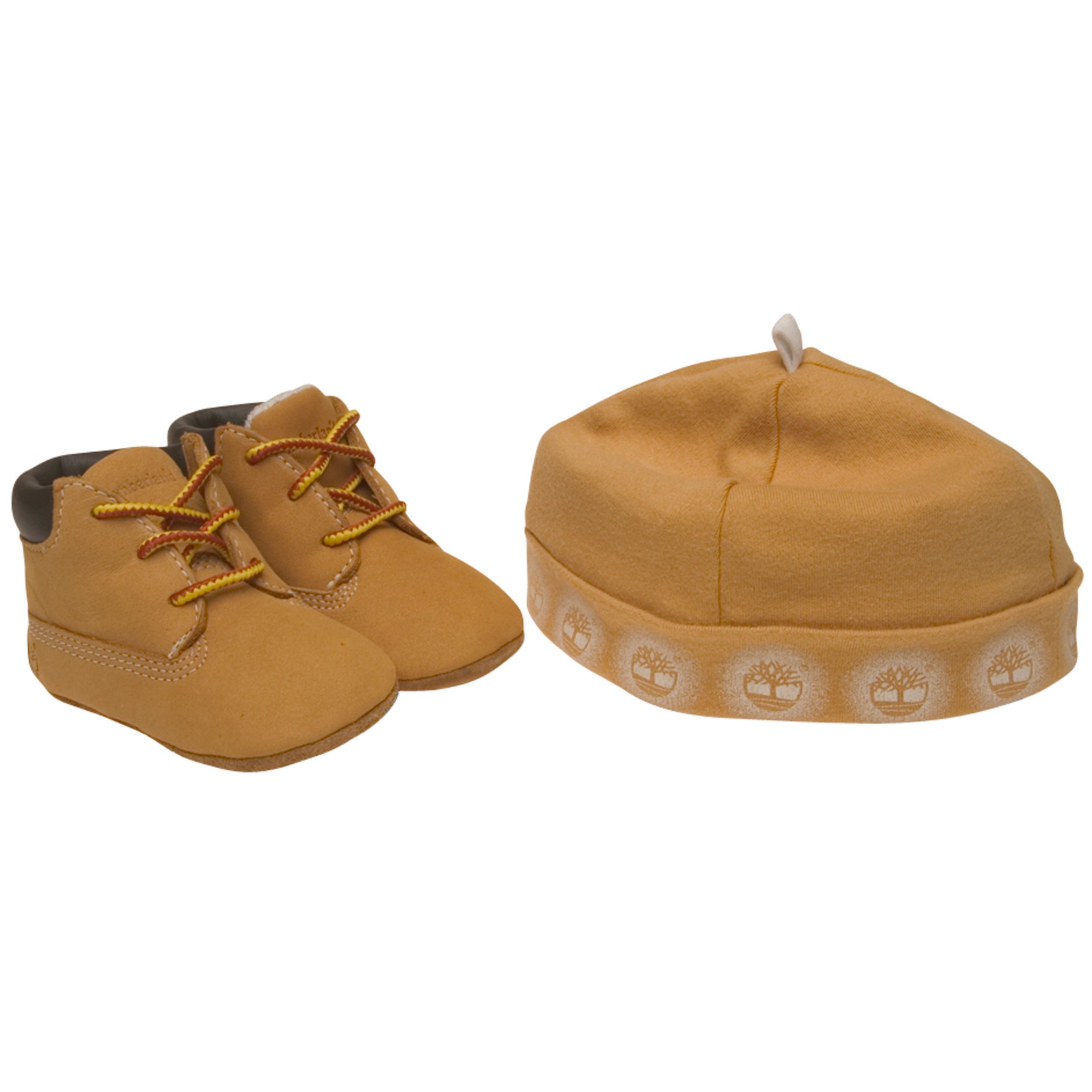 Timberland Crib Booties and Hat, Wheat, 0