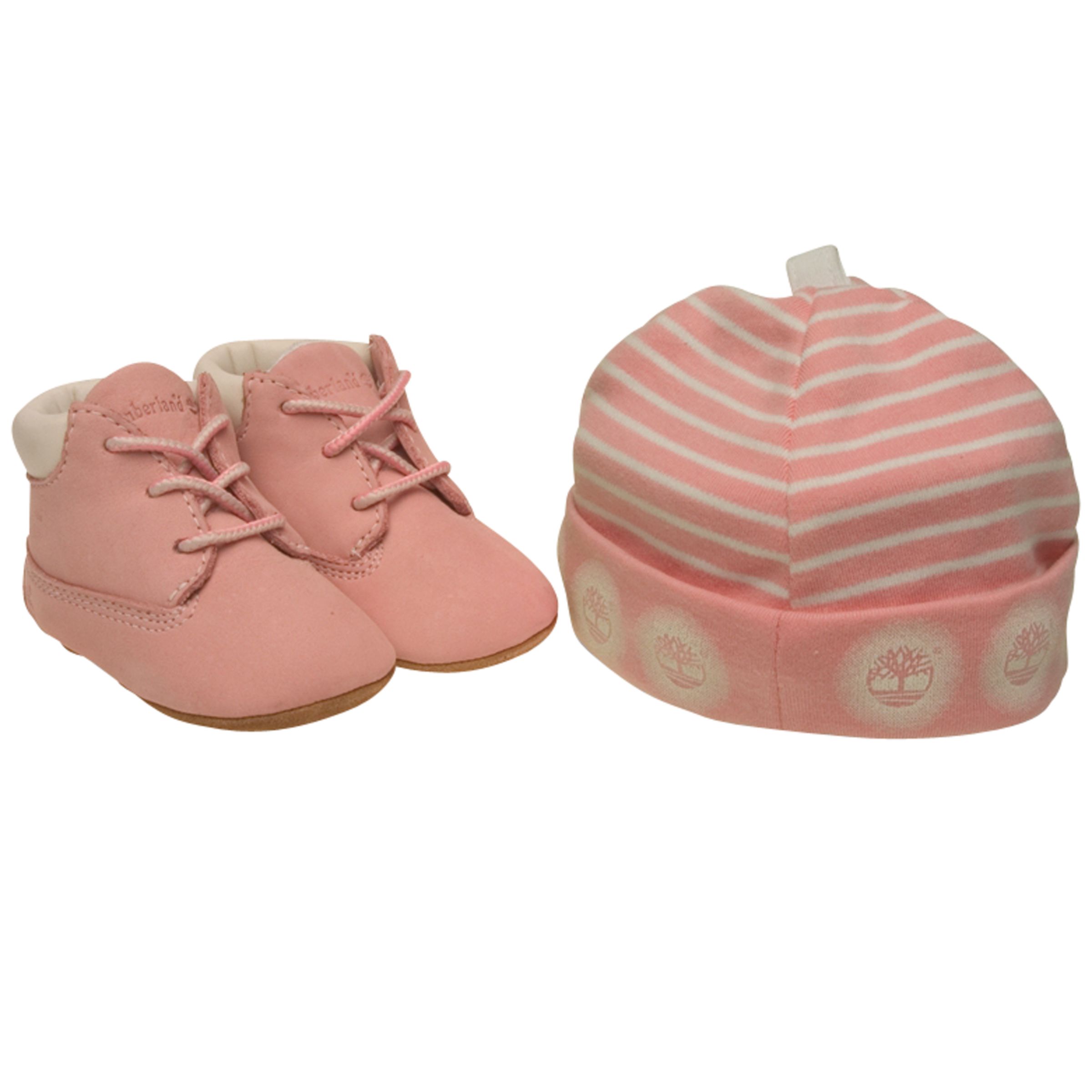 Timberland Crib Booties and Hat, Pink, 0