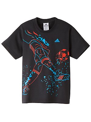 Adidas Football Print T-Shirt, Black, 4 Years