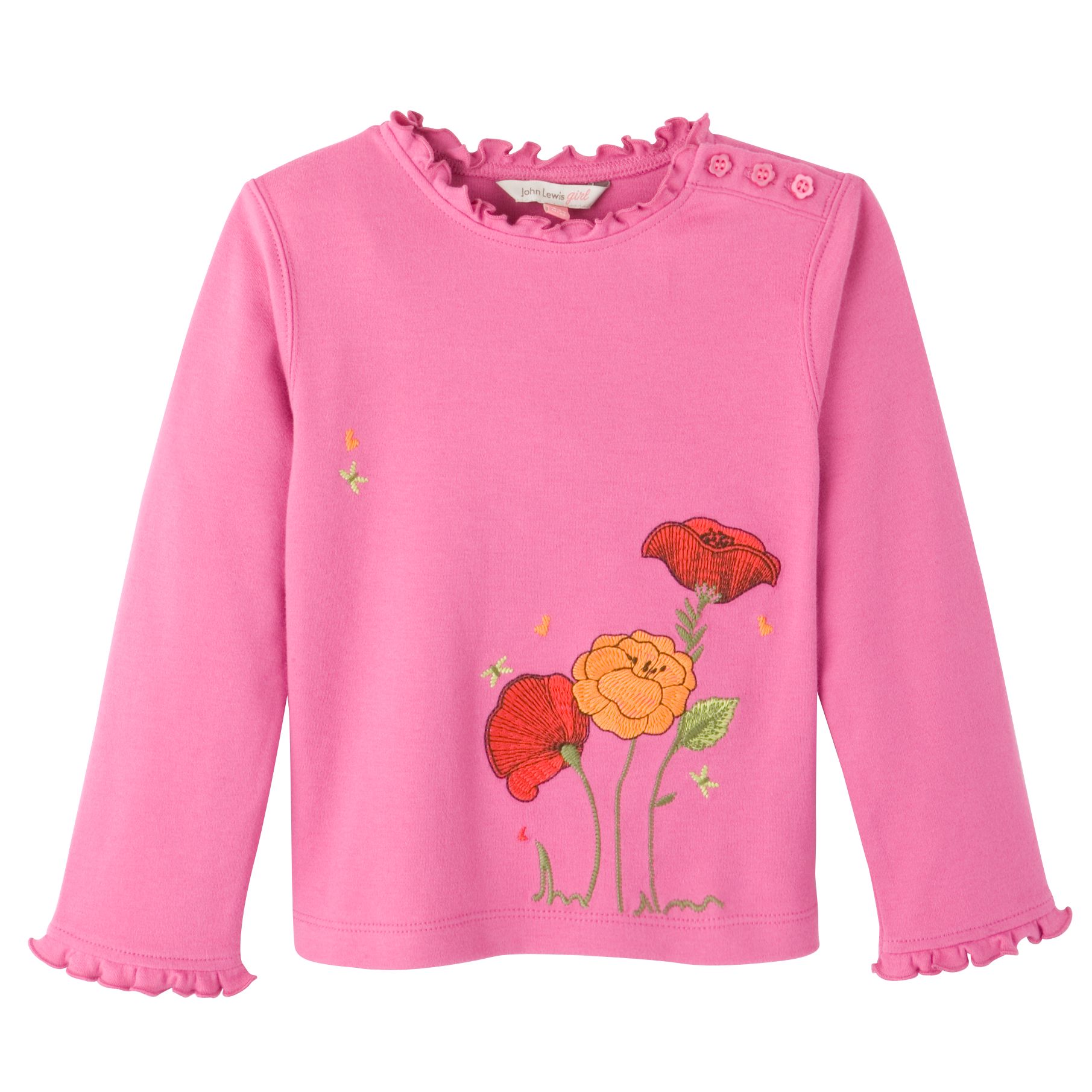 Applique Ruffle T-Shirt, Pink,