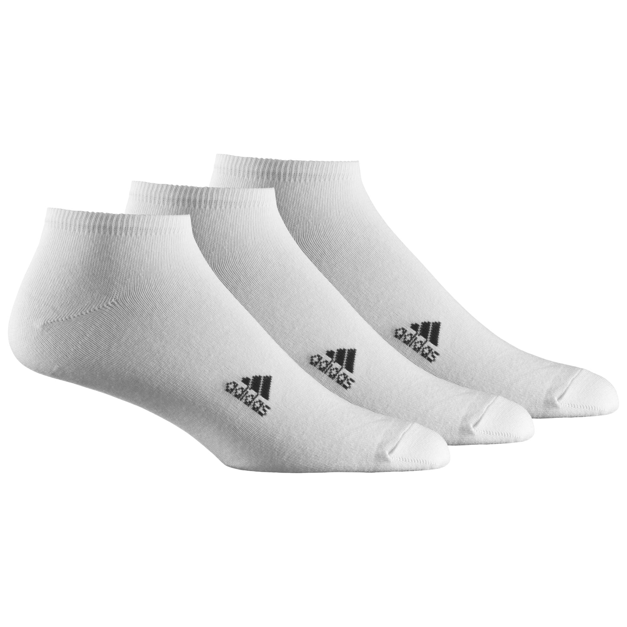 John Lewis Adidas Ankle Socks, White, Pack Of 3