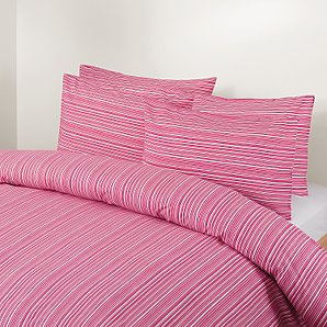 John Lewis Multi-Stripe Duvet Cover, Pink,