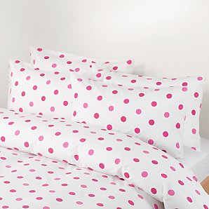John Lewis Multi Spot Duvet Cover, Pink, Super