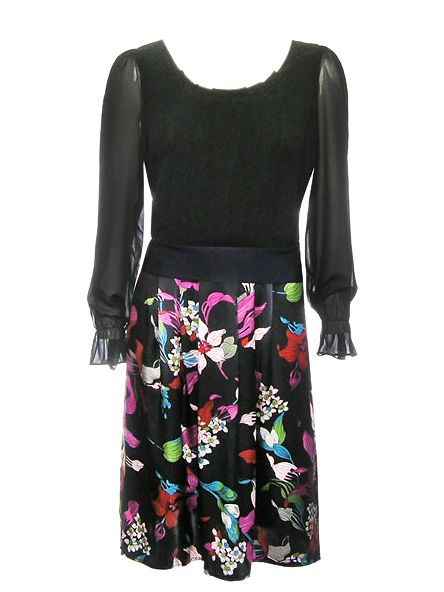 Kaliko Indulgence Skirt Print Silk Dress, Black Multi Was �140 Then �70 Now �42