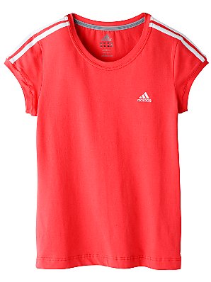 Adidas 3-Stripe Cap Sleeve T-Shirt, Red, S