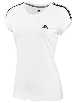 Adidas 3-Stripe Cap Sleeve T-Shirt, White, XL
