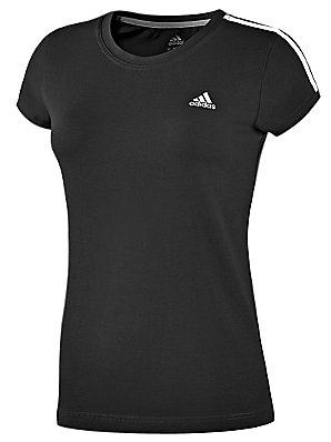 Adidas 3-Stripe Cap Sleeve T-Shirt, Black, M