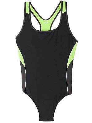 John Lewis Swimsuit, Black/Green, M