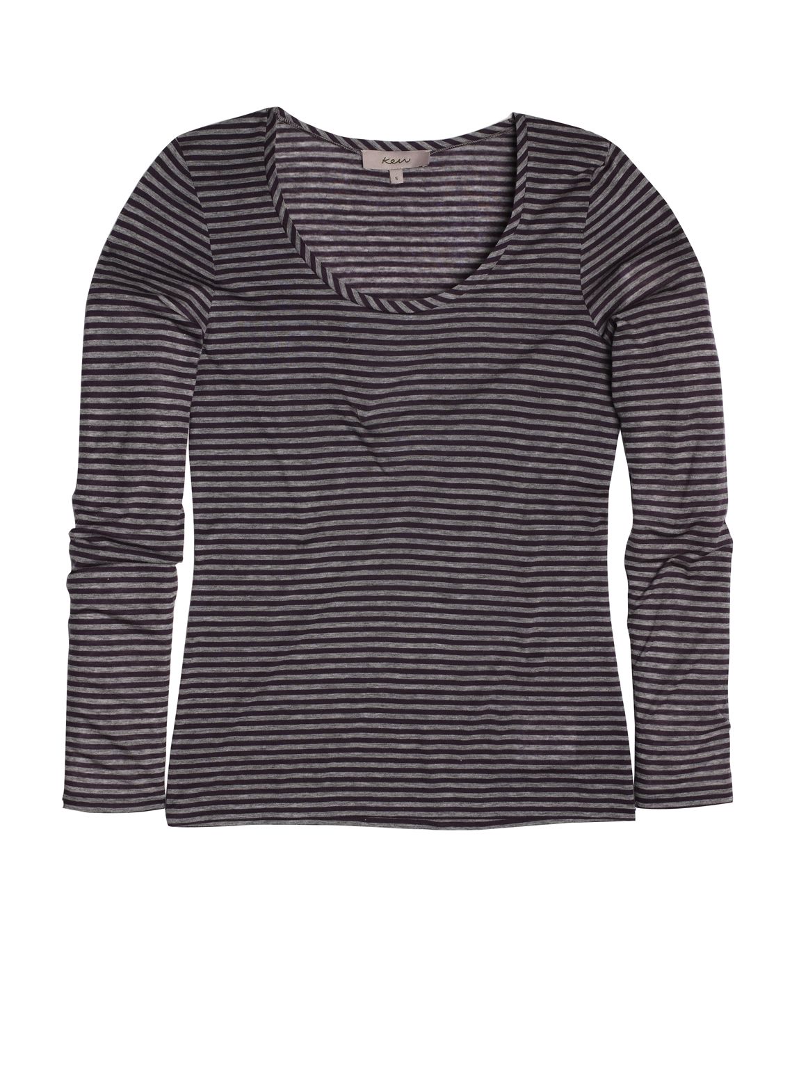 Narrow Stripe Scoop Neck T-Shirt, Dusky