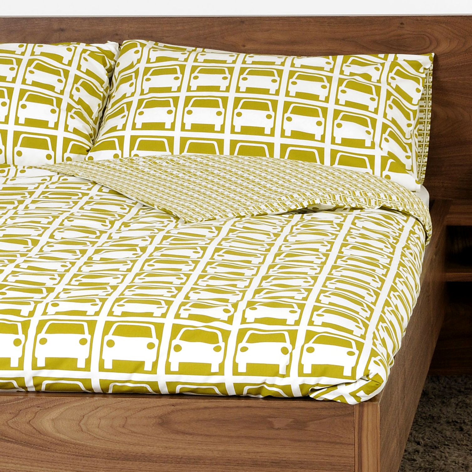 Orla Kiely Car Park Duvet Cover, Moss Green,