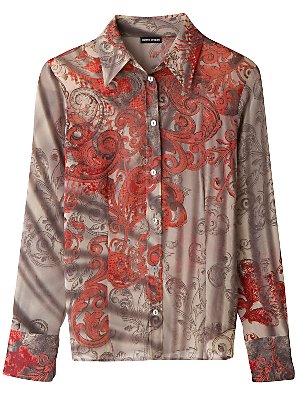 Paisley Print Blouse, Brown/Red,