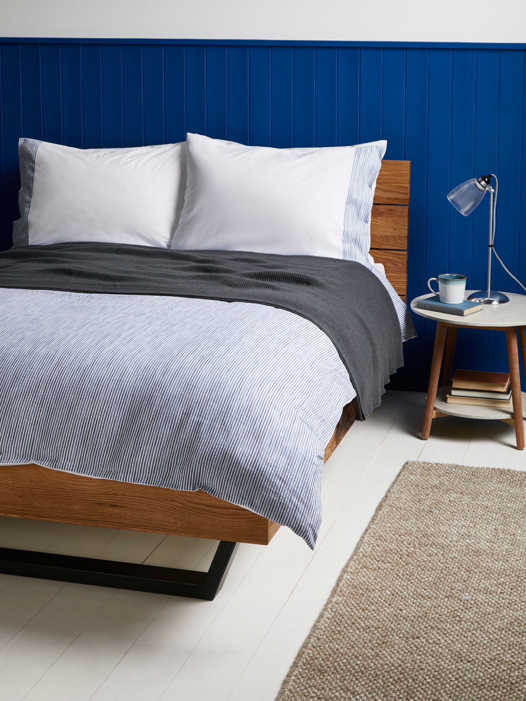 John Lewis Stonewash Stripe Duvet Covers, Light