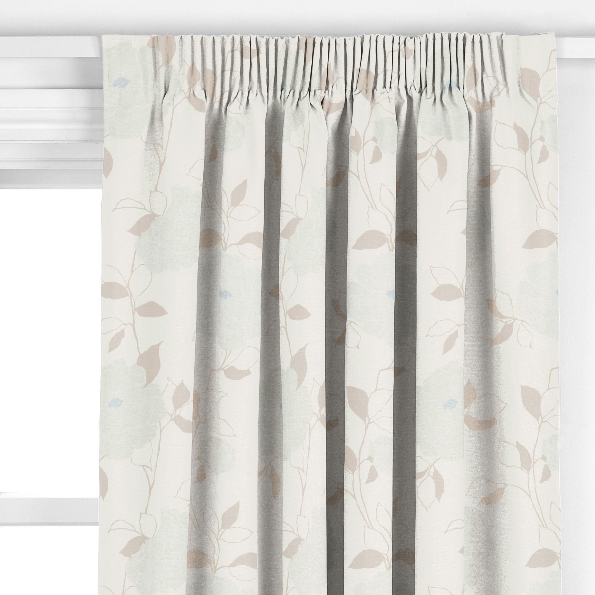 John Lewis Peony Pencil Pleat Curtains, Eau de