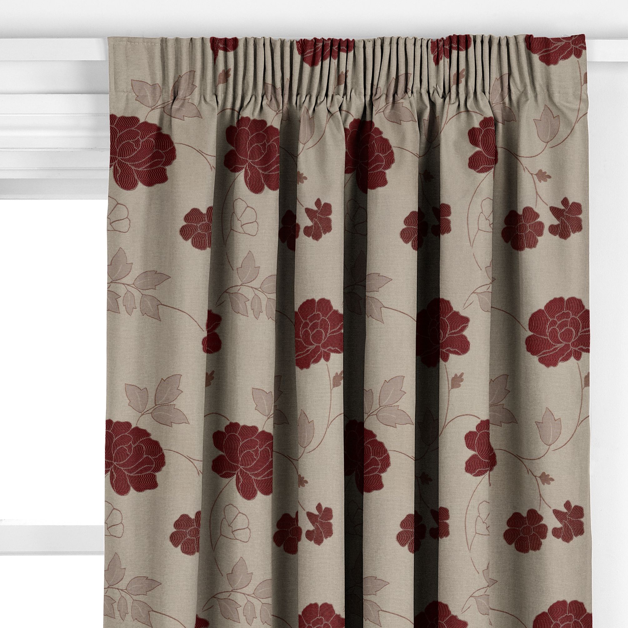 Coded Flower Pencil Pleat Curtains,