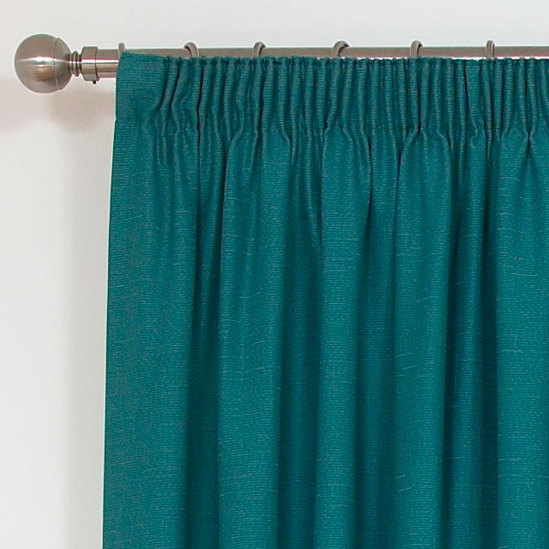 Brighton Pencil Pleat Curtains, Teal