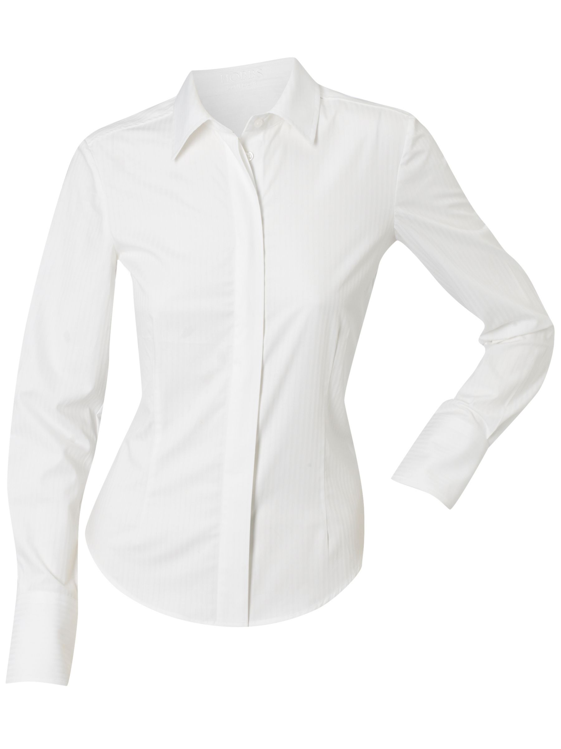 Hobbs Self Stripe Cotton Blouse, White, Size 10