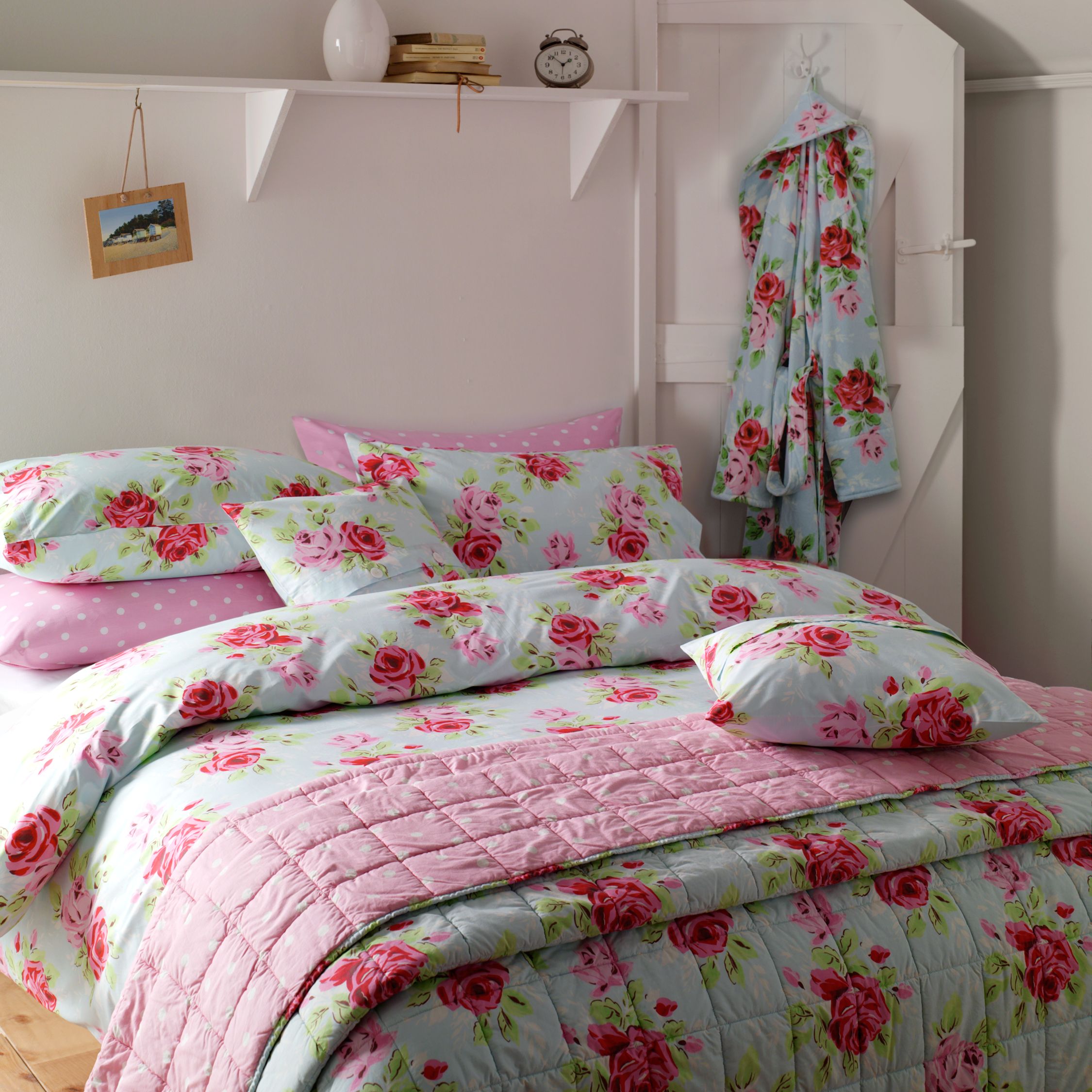 Cath Kidston Blue Rose Duvet Cover, Double