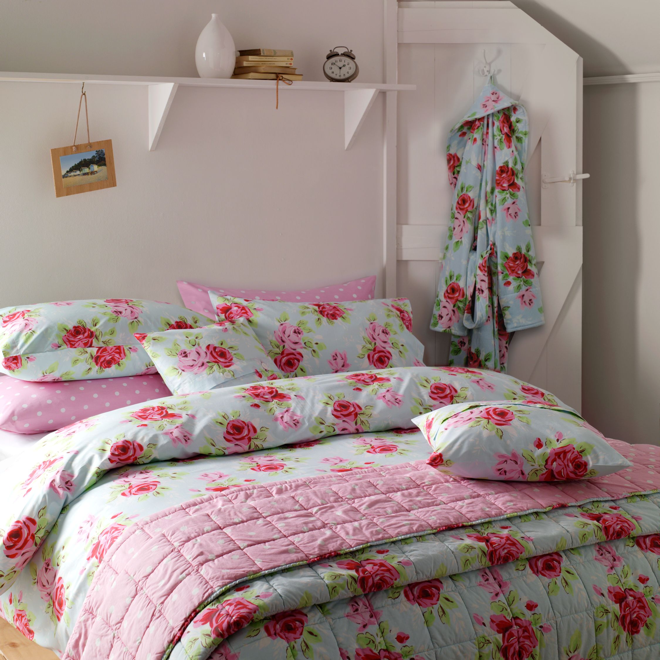 Cath Kidston Blue Rose Cushion Cover
