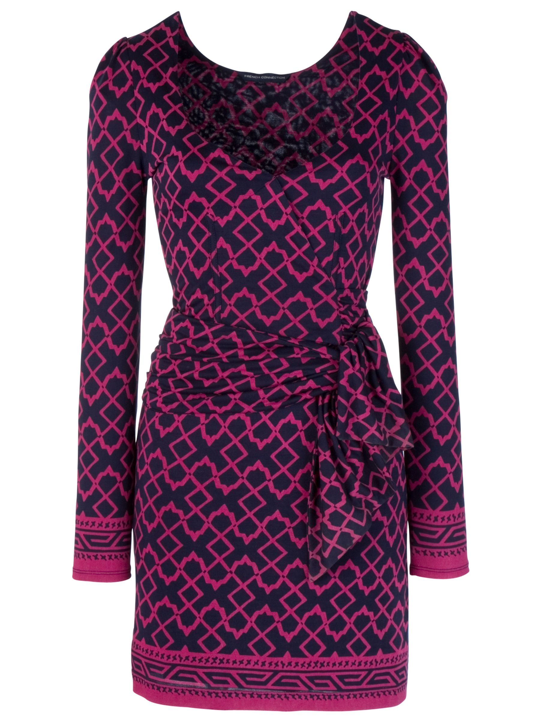 Buy French Connection Twist Again Bow Tie Dress, Blue/Pink online at JohnLewis.com - John Lewis from johnlewis.com