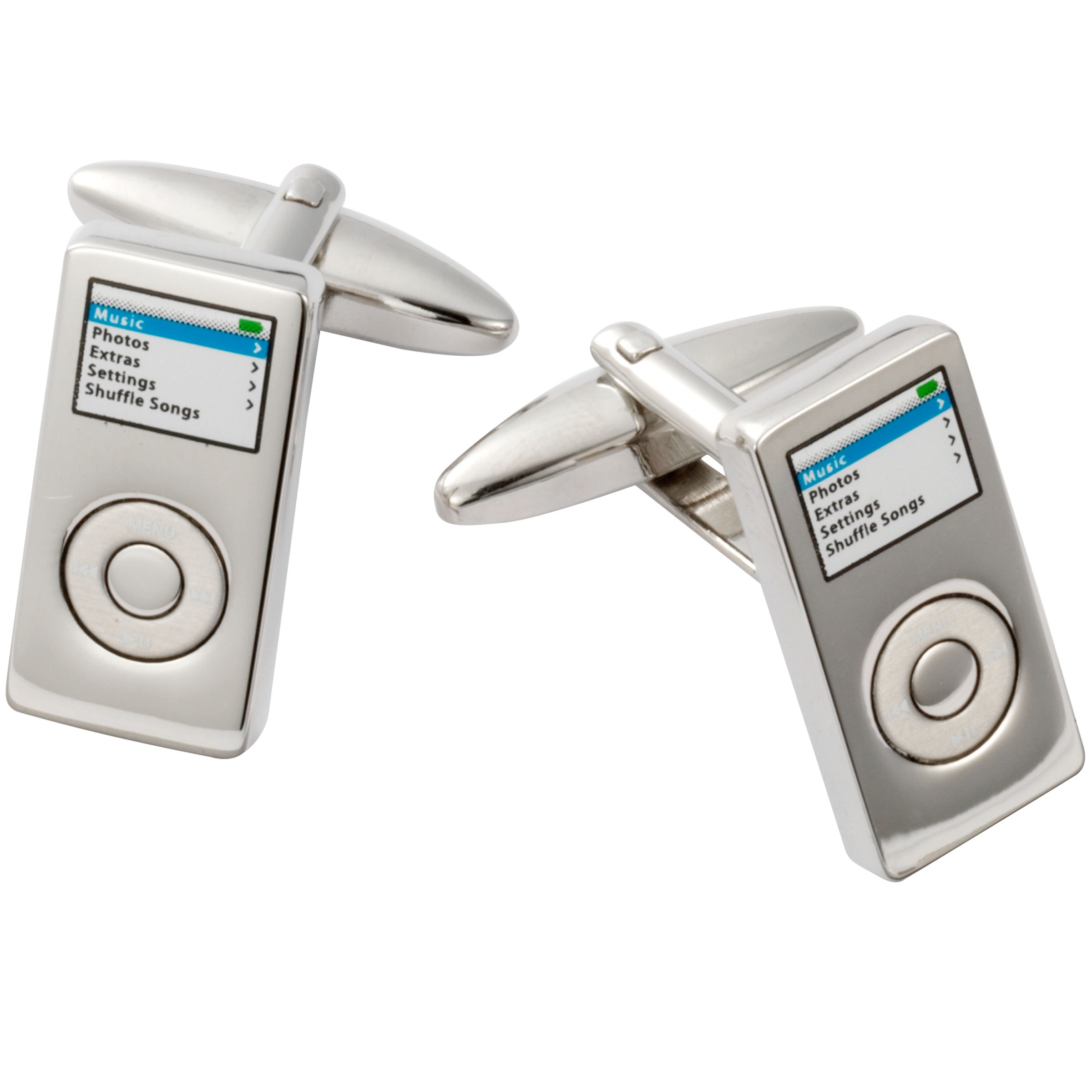 John Lewis Men MP3 Player Cufflinks, Silver, One