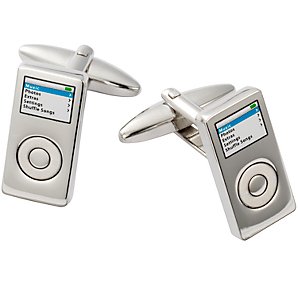 MP3 Player Cufflinks, Silver, One