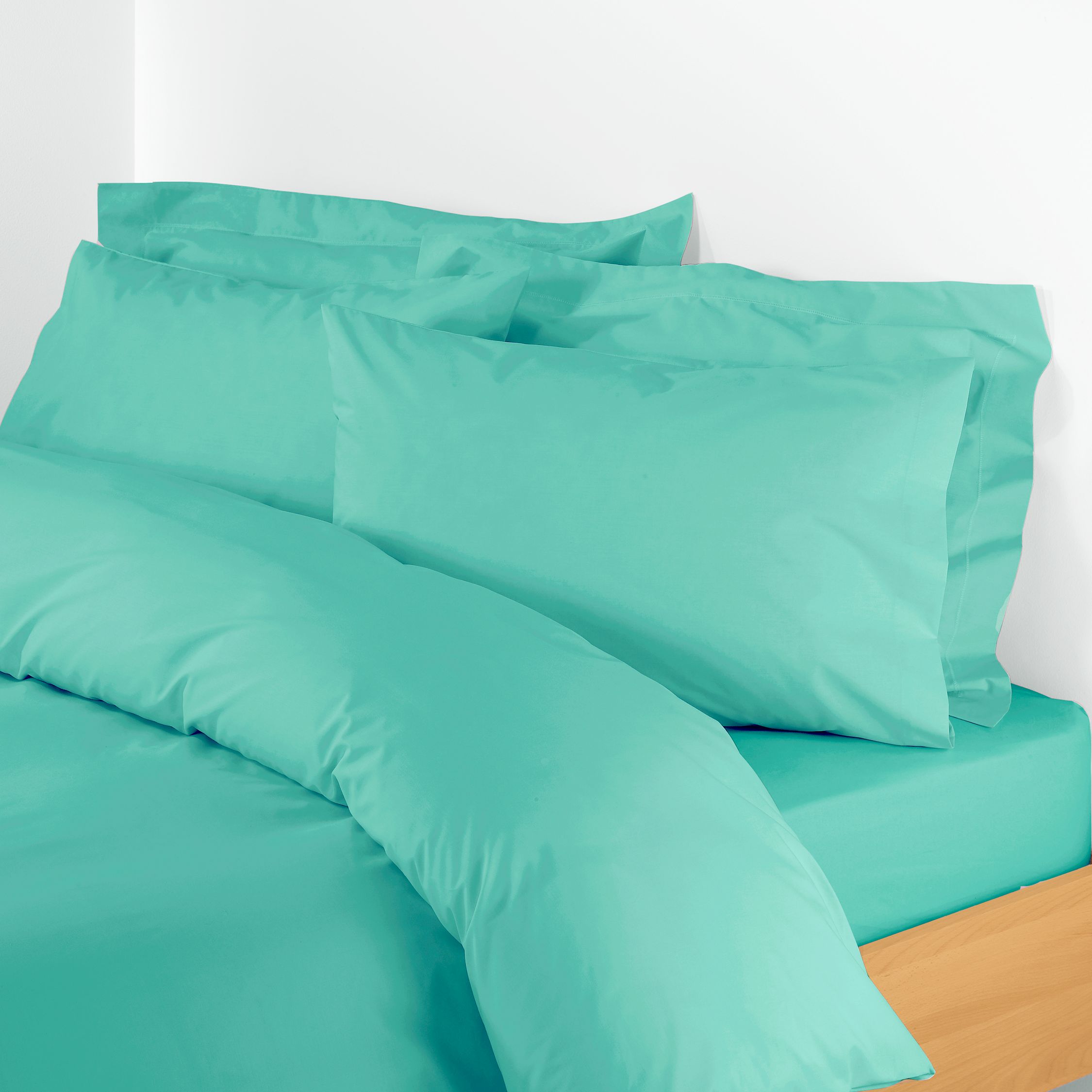 Polycotton Percale Duvet Cover, Aqua,