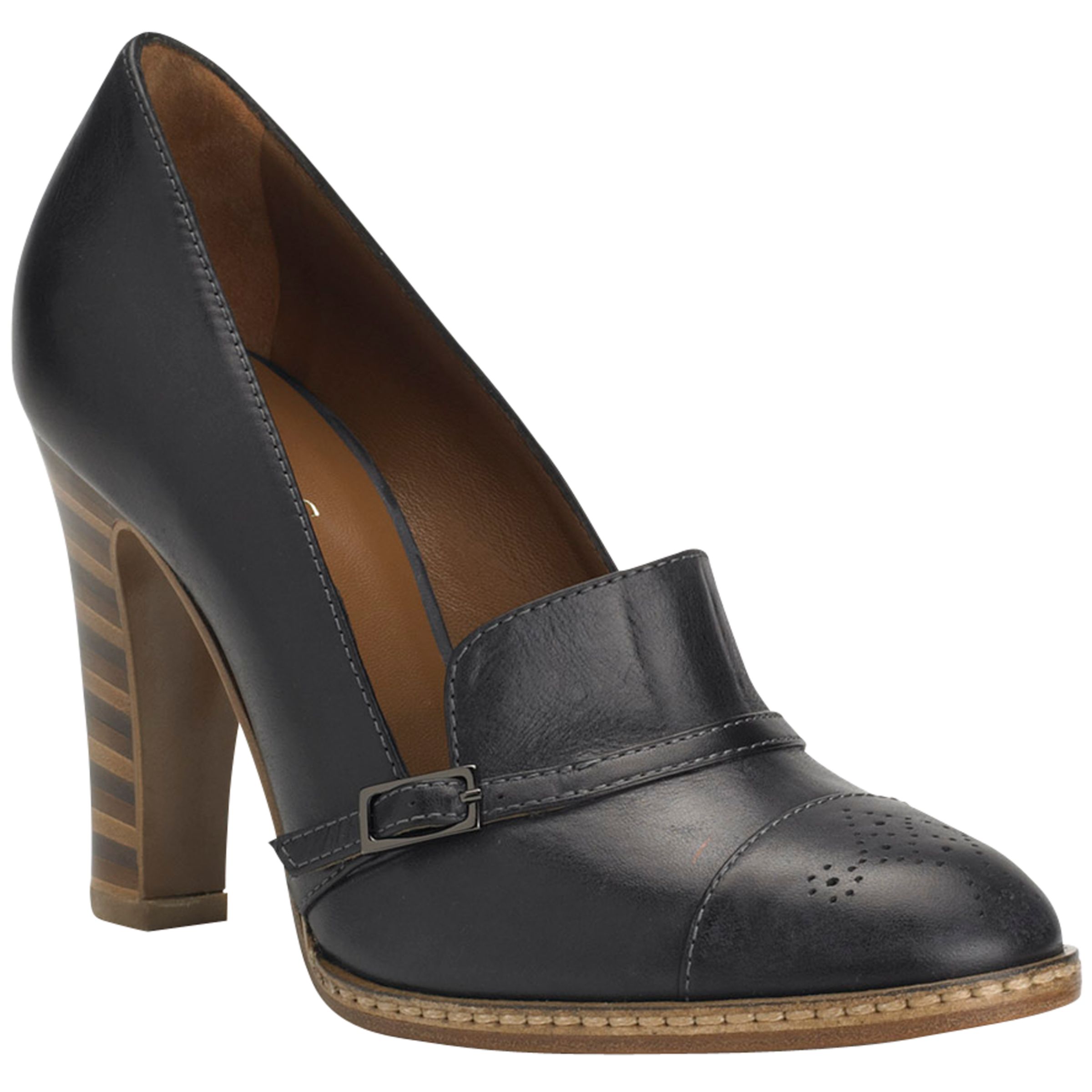 Hobbs Kipling Chunky Heel Tab Court Shoes, Black