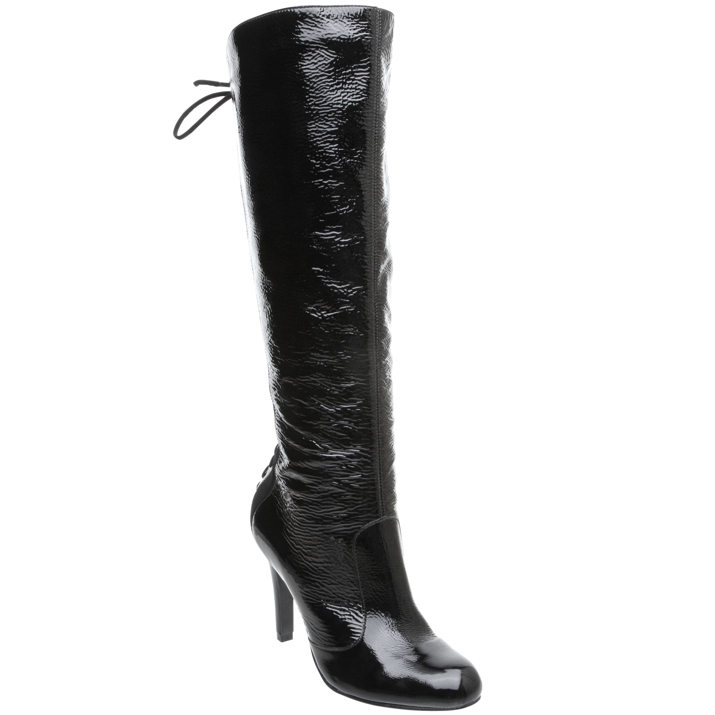 Dune Rouge Corset Style Knee High Boots, Black