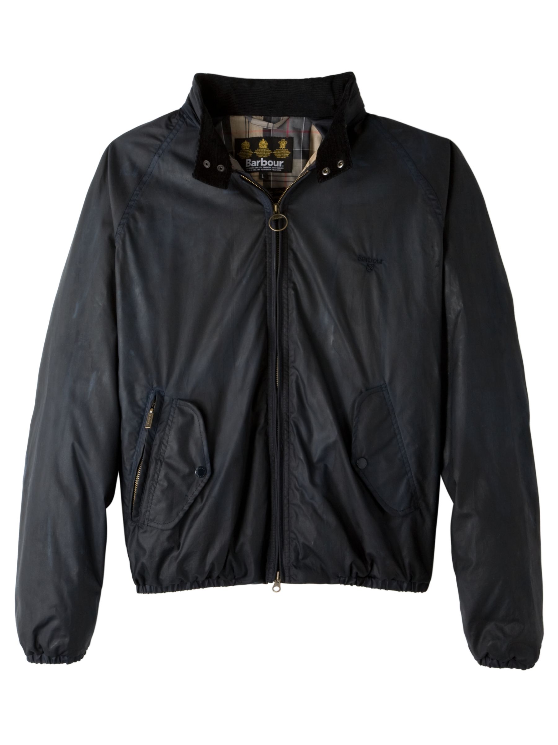 Barbour Harrington Cotton Jacket, Navy at John Lewis