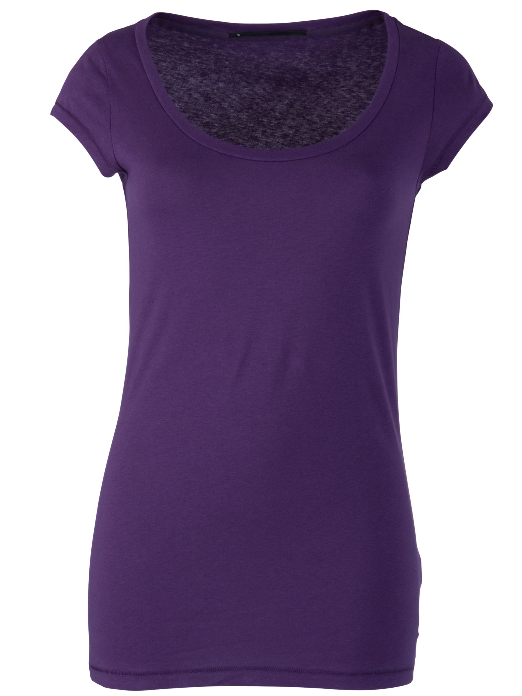 Basic Deluxe Scoop Neck Cap Sleeve T-Shirt, Damson