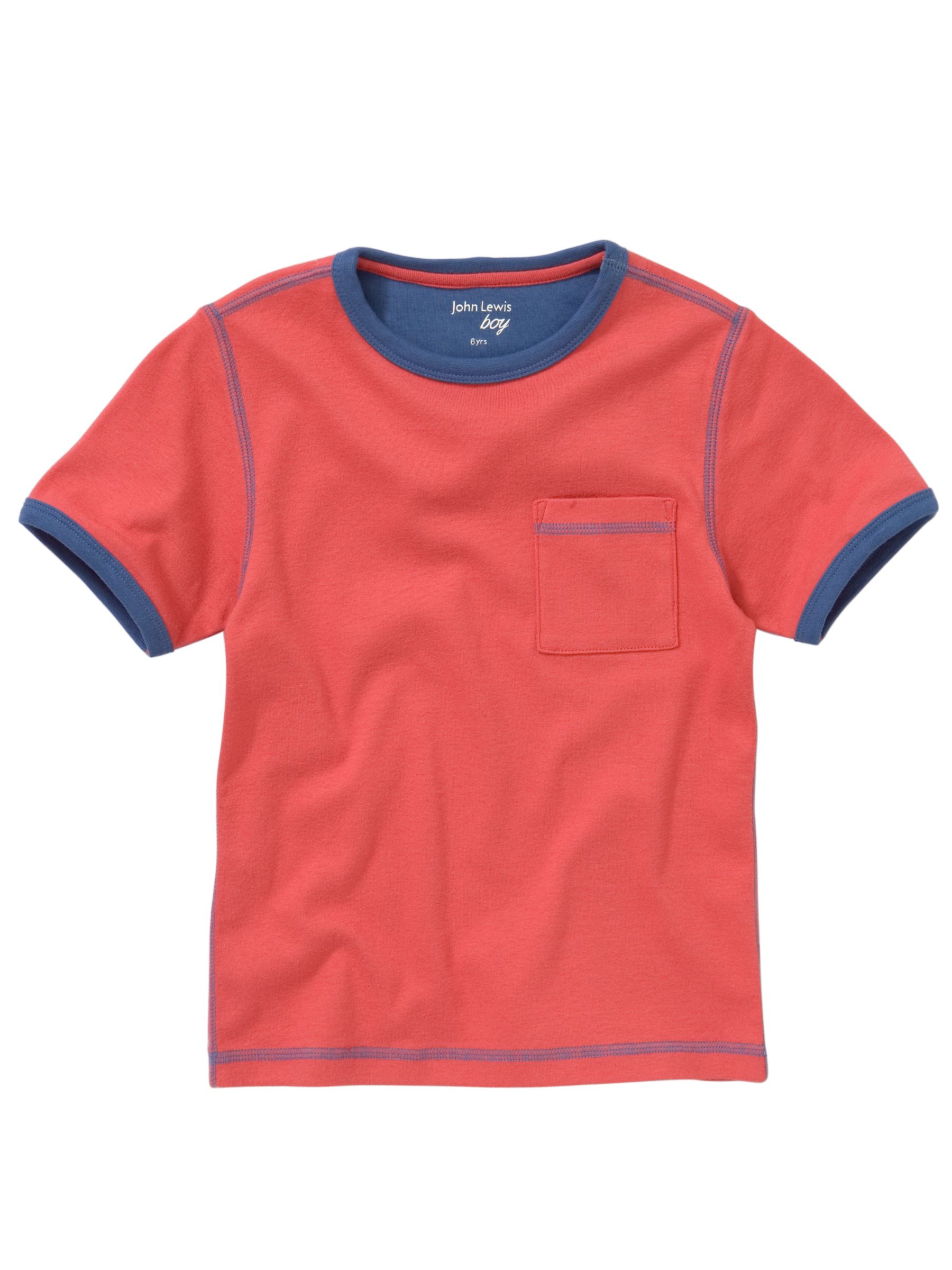 John Lewis Boy Short Sleeve T-Shirt, Red, 8 years