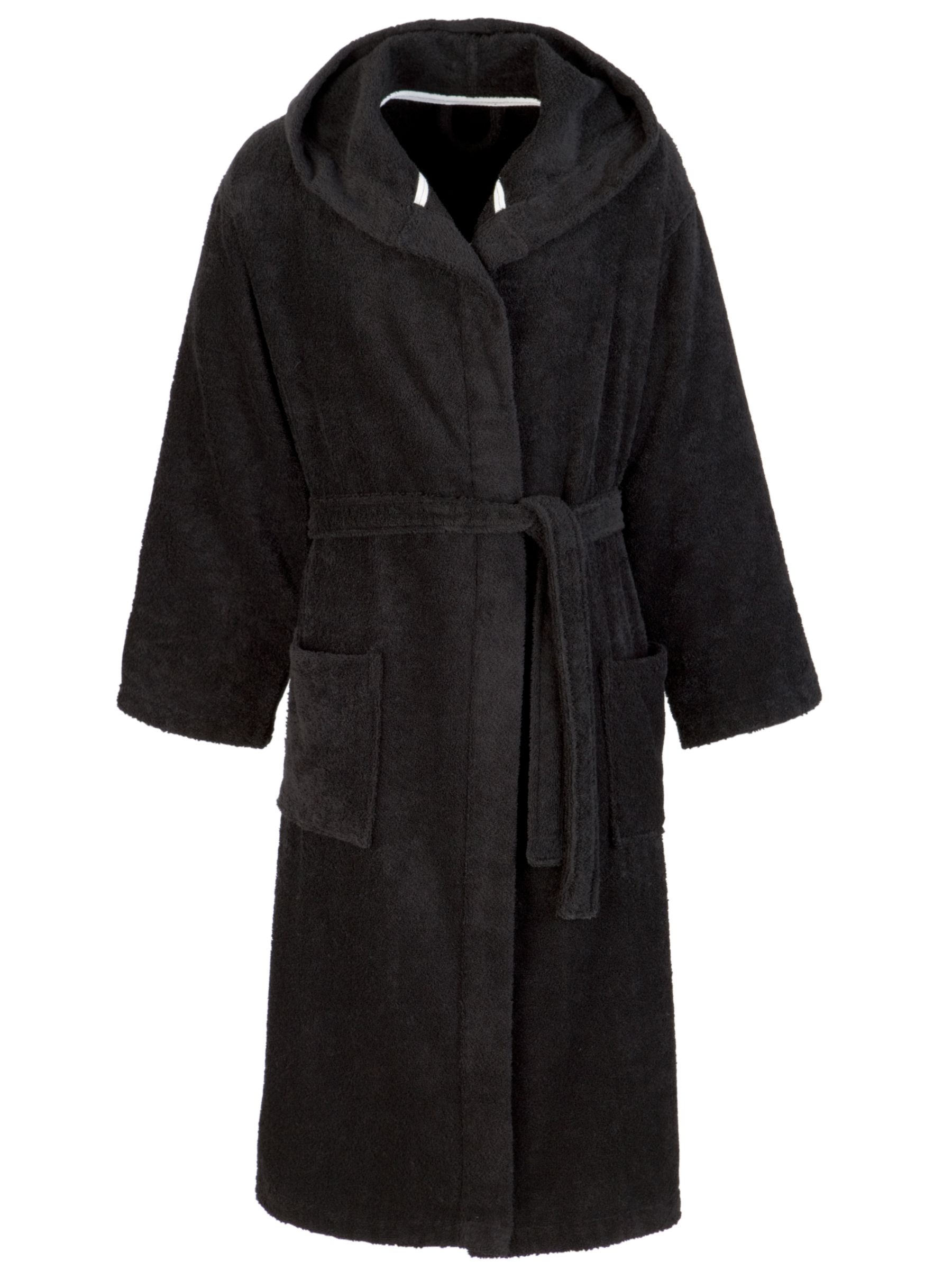 John Lewis Sheared Cotton Hooded Robe, Black