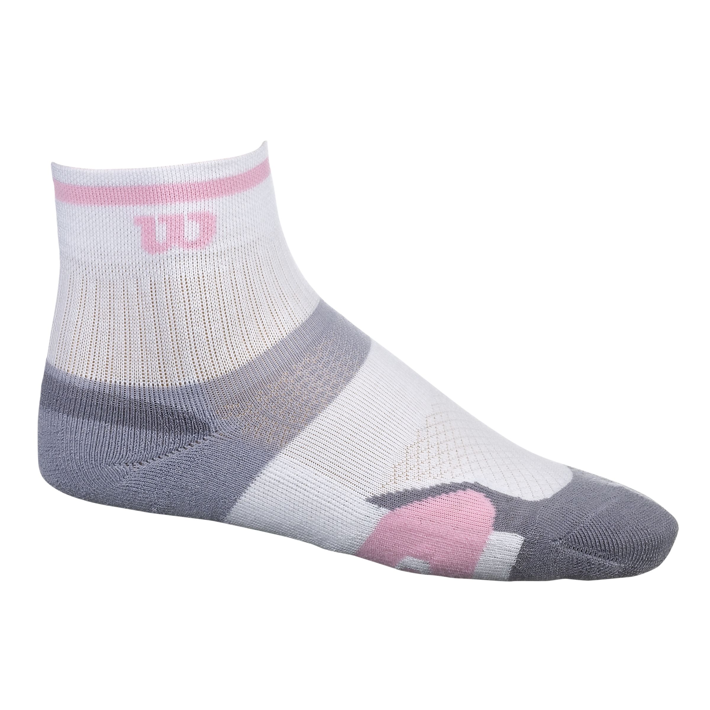 Wilson ErgoStep Women's Tennis Socks, White/Grey/Pink, Size 4-8