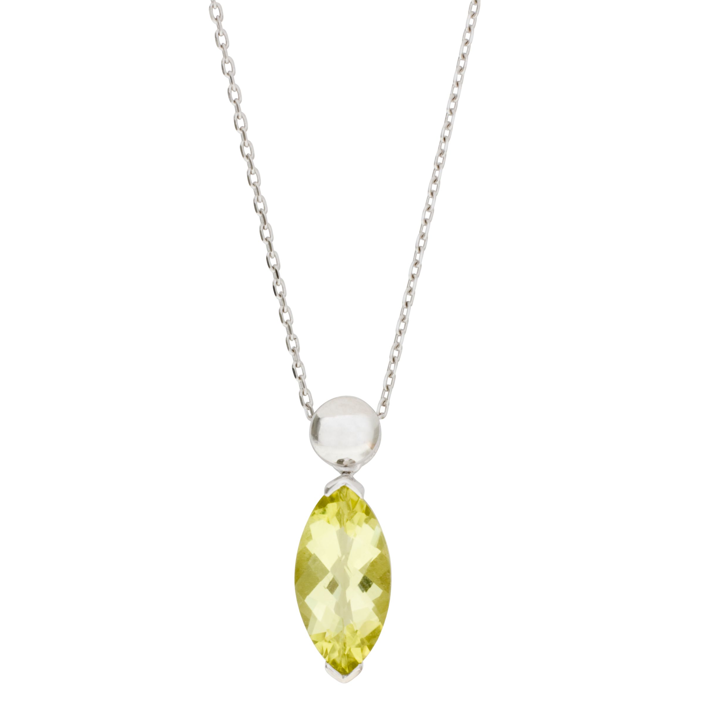 London Road White Gold Lemon Quartz Pendant Necklace at John Lewis