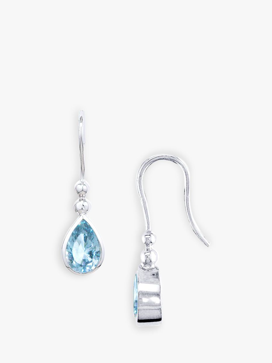 White Gold Aqua Earrings at John Lewis