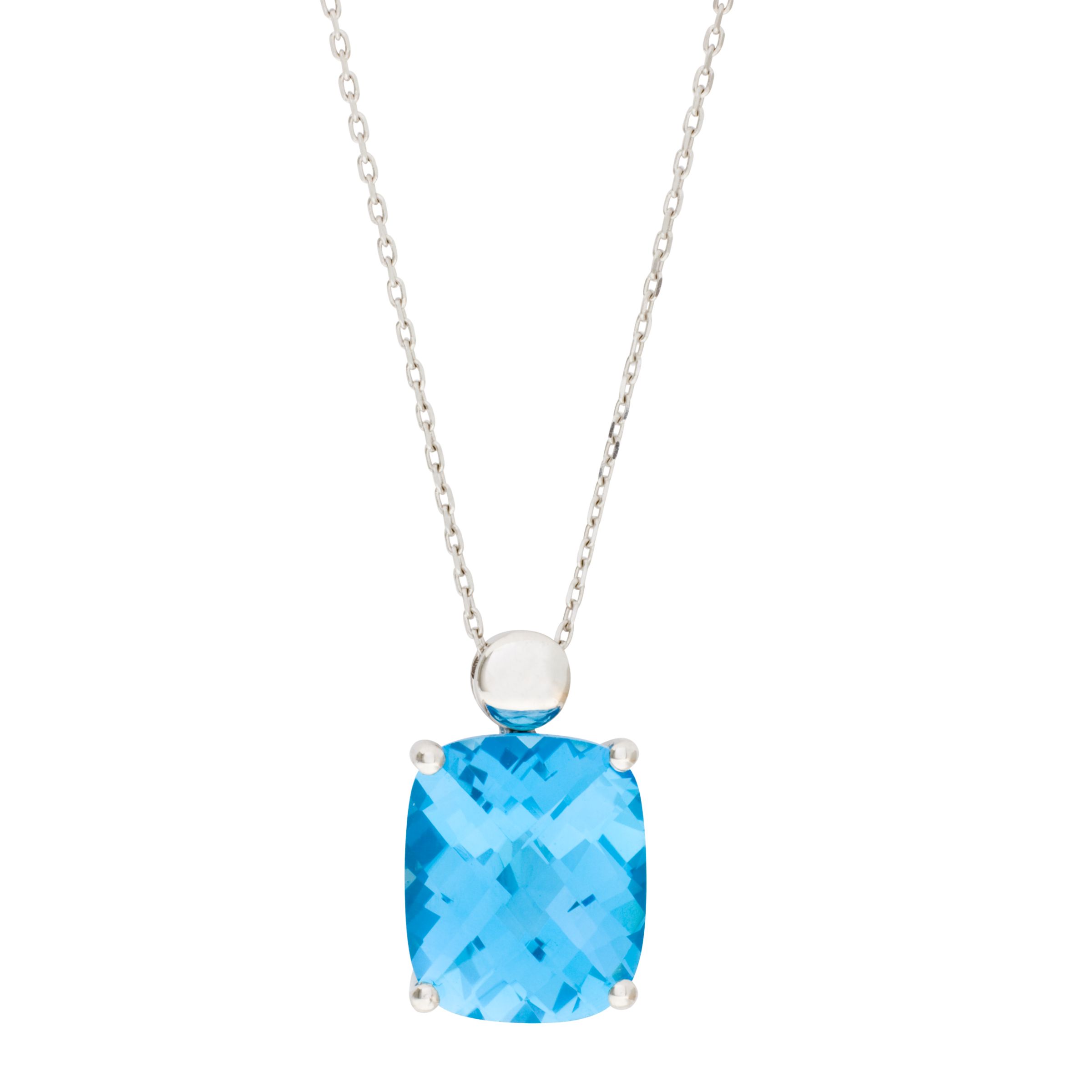 London Road White Gold Topaz Pendant Necklace at John Lewis