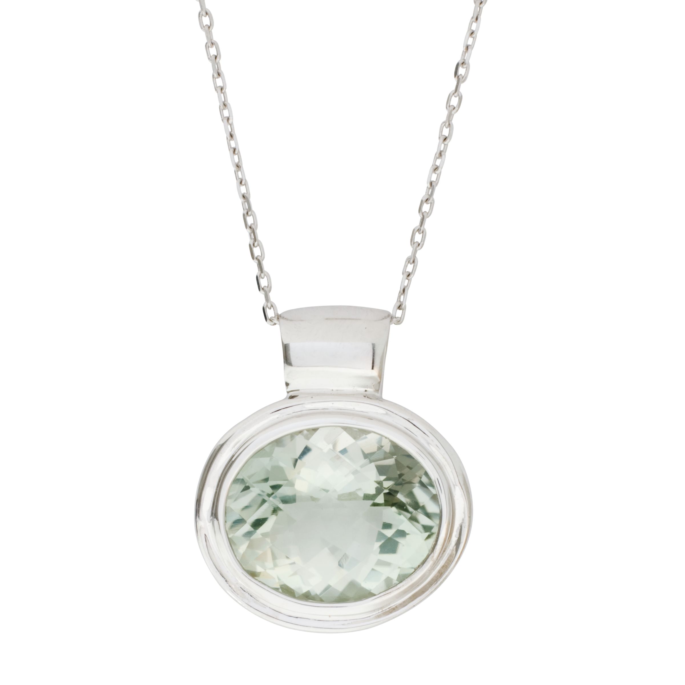 London Road White Gold Green Amethyst Pendant Necklace at John Lewis