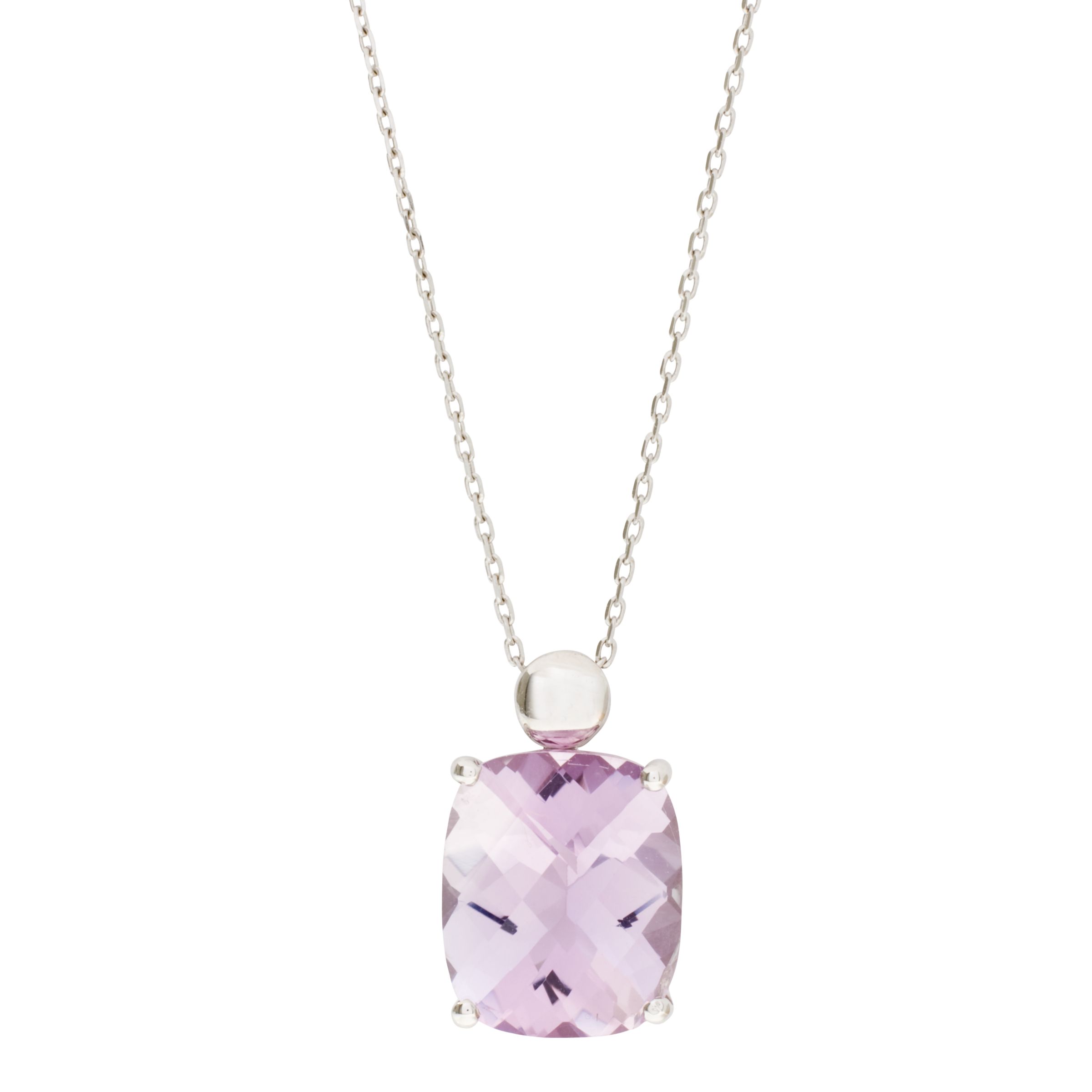 London Road White Gold Rose Amethyst Pendant Necklace at John Lewis