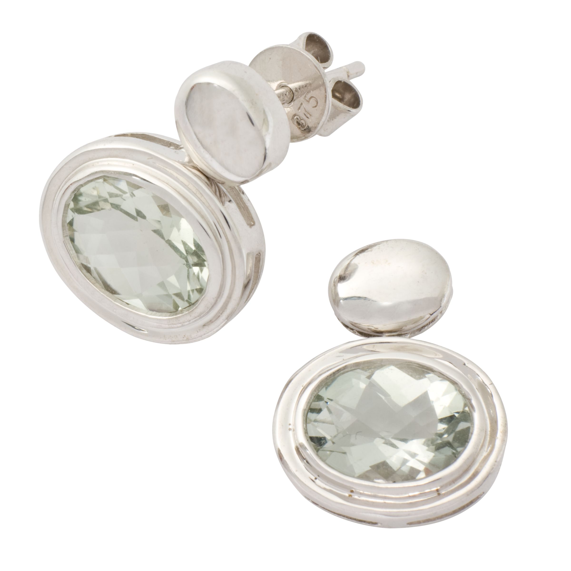 London Road White Gold Green Amethyst Drop Earrings at John Lewis