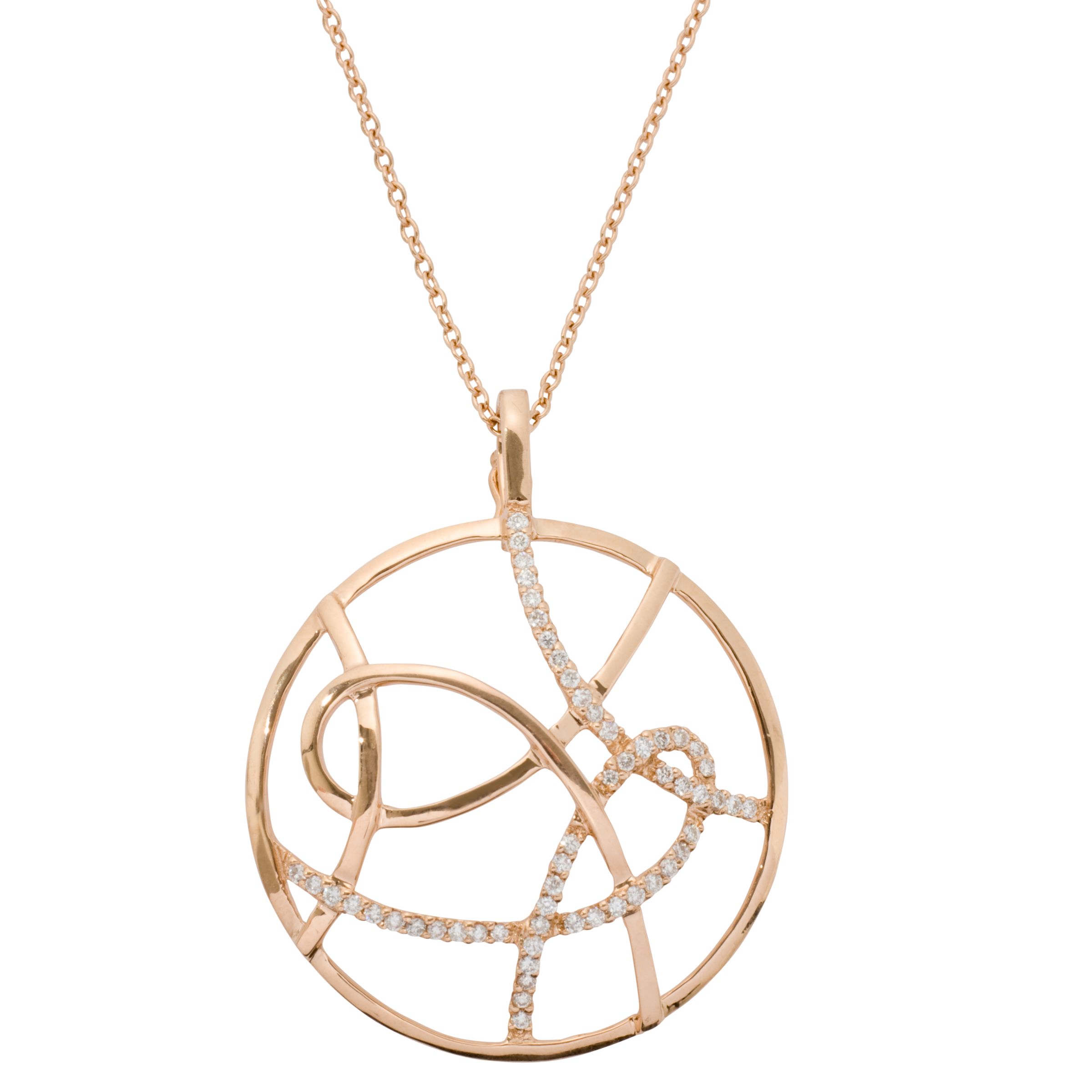 London Road Rose Gold Diamond Circle Pendant Necklace