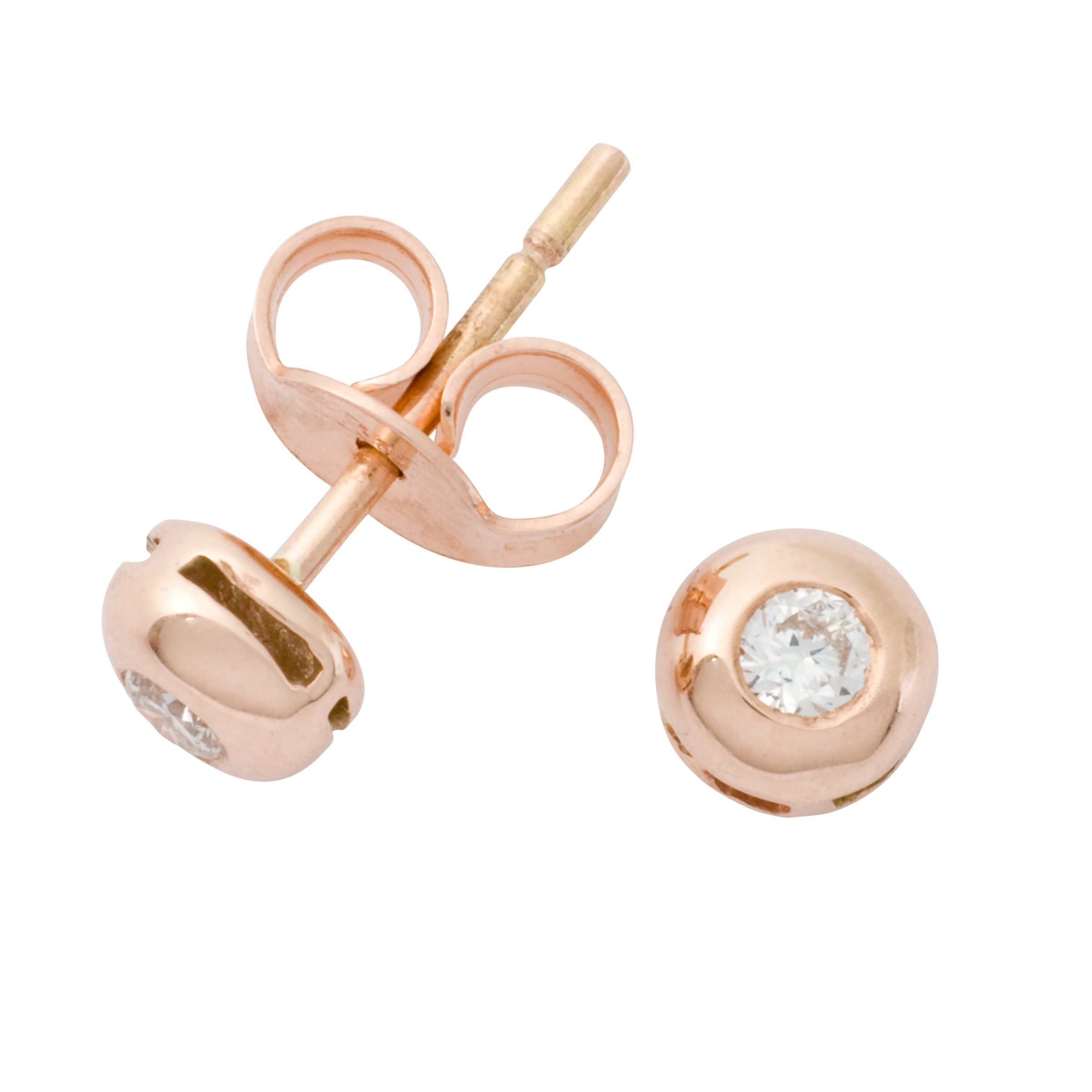 London Road Rose Gold Diamond Stud Earrings at John Lewis