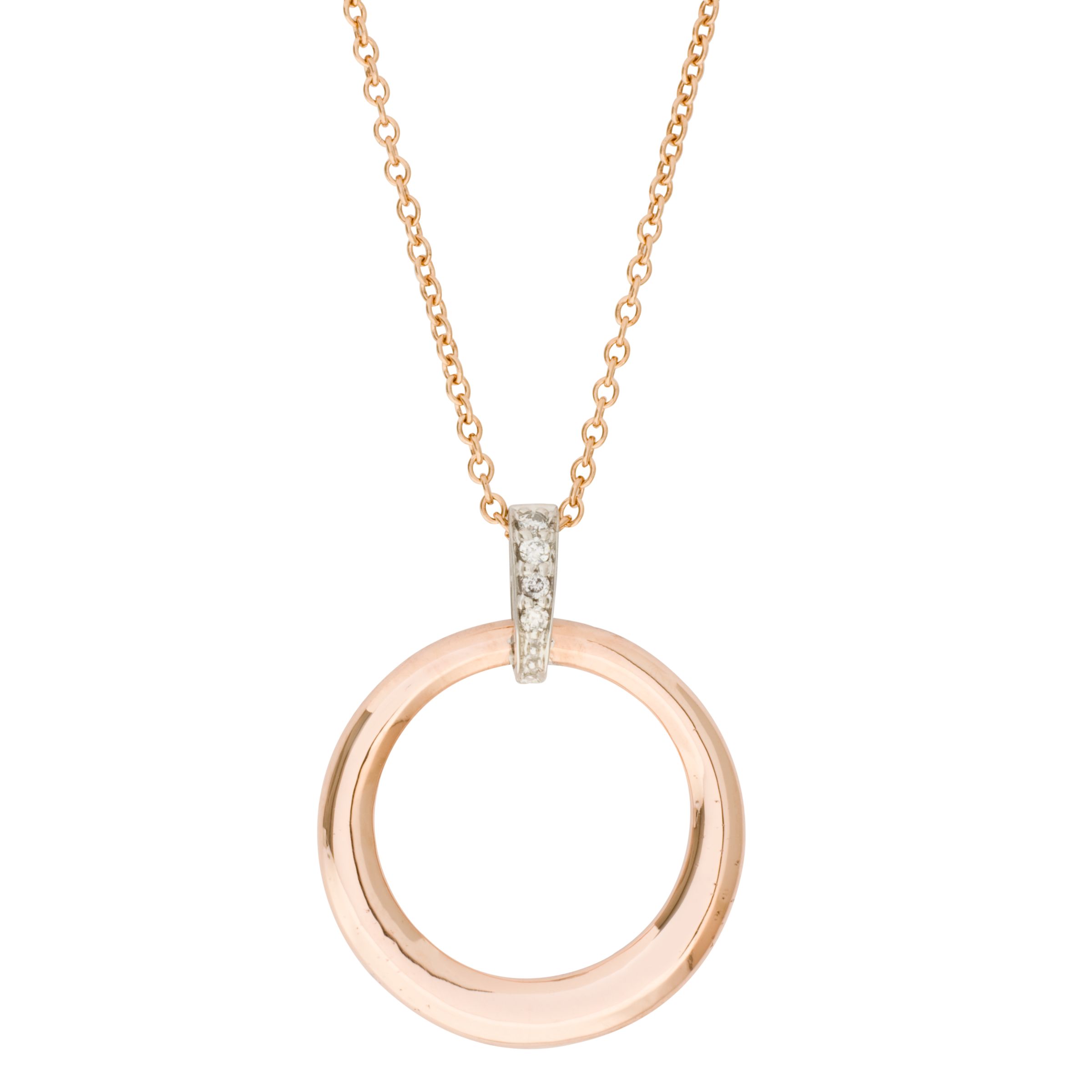 London Road Rose Gold Diamond Circular Pendant Necklace at JohnLewis